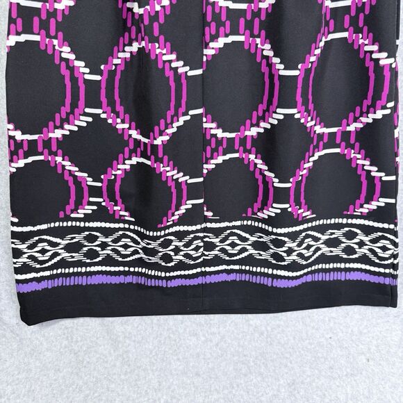 Cato Dress Womens Sz 8 Black Pink White Pockets Sleeveless Abstract Print Belt - Picture 9 of 16